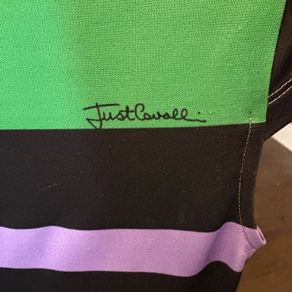 Just Cavalli Green and Purple Geometric Mini Dress - Picture 3 of 7